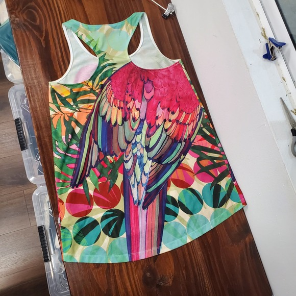 Adidas Parrot Tank Top S Rare! Colorful Racerback Spell Out Tropical - Picture 2 of 11